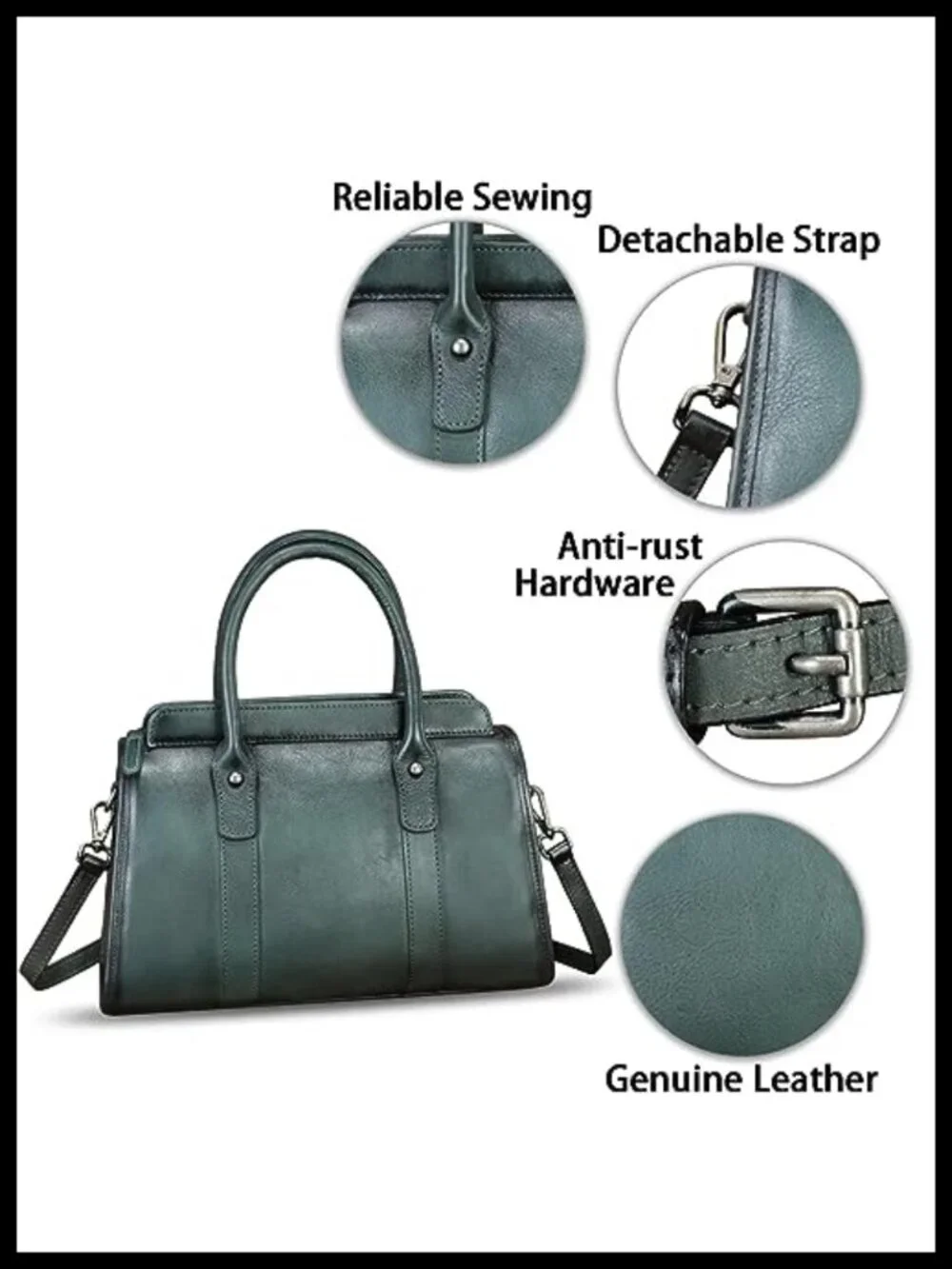 Vintage Genuine Leather Satchel Shoulder Bag Top Handle Crossbody